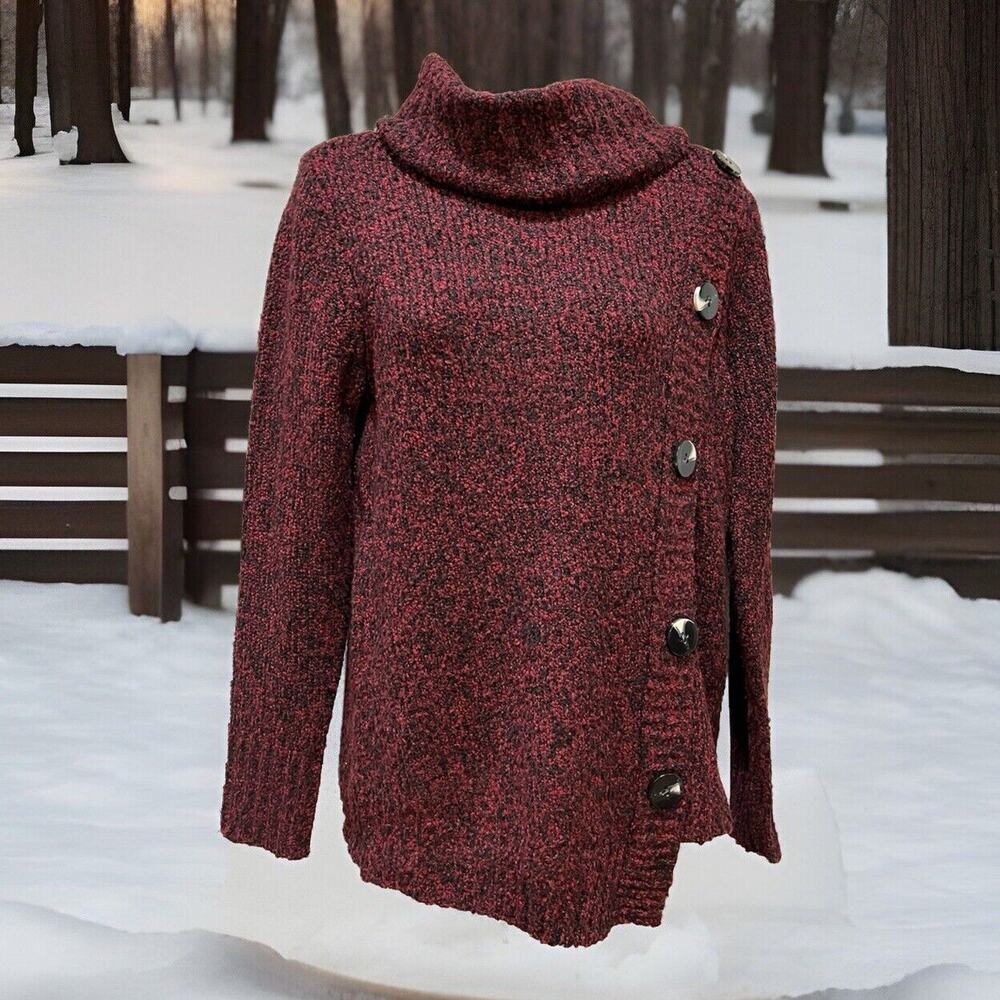 Inner Circle Women’s Cowl Neck Sweater Long Sleeve Red Size Small